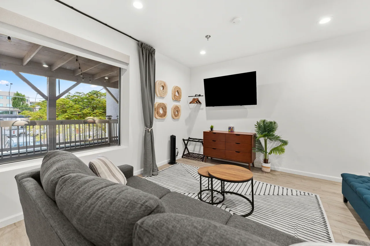 River seating area looking toward the shared deck
